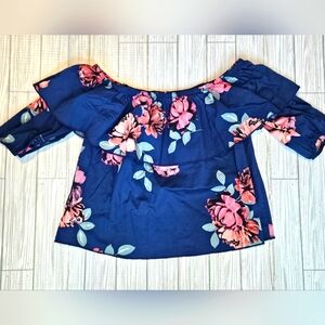 Floral Off The Shoulder Tropical Top Junior Size Medium.